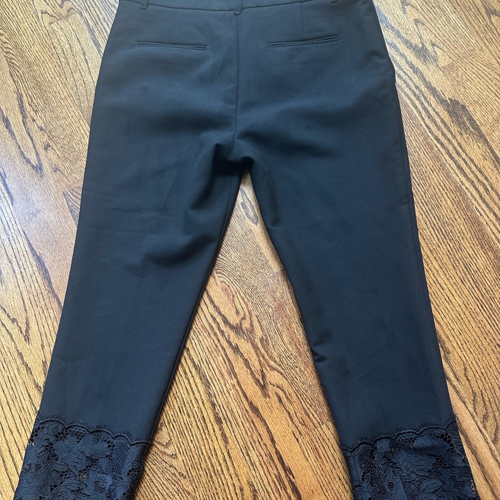 Ann Taylor Petite size 12 Dress ankle Black Pants with Lace Trim - Picture 4 of 7